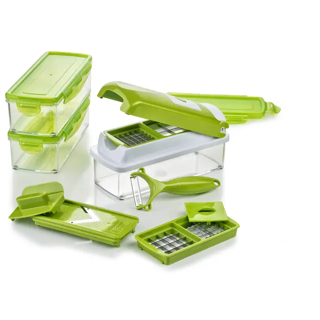 Genius Nicer Dicer Smart | Mandoline 13 en 1 Multifunction Professionelle | Trancheuse | couper- / râpé- / éplucher- / cubes- / quartier- / spirales- / manger- / légumes | slicer | cuisine