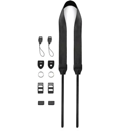 Sangle pour appareil photo,Sangle pour jumelles, bandouliere appareil photo, Noir, 146 cm