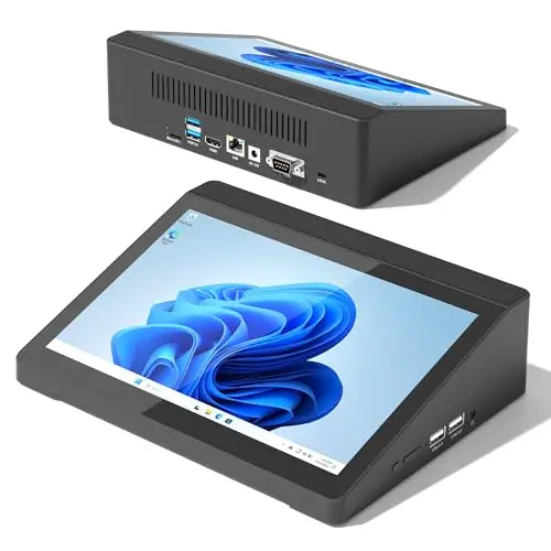 Mini PC Ordinateur Mini Desktop Computer Win 10 Pro J3455, Tablet Ordinateur écran Tactile 10,1 Pouces 4Go Ram, 64Go Rom, Sortie d'affichage 4K HDMI1,4, Rs232, WiFi 5,0, BT4,2