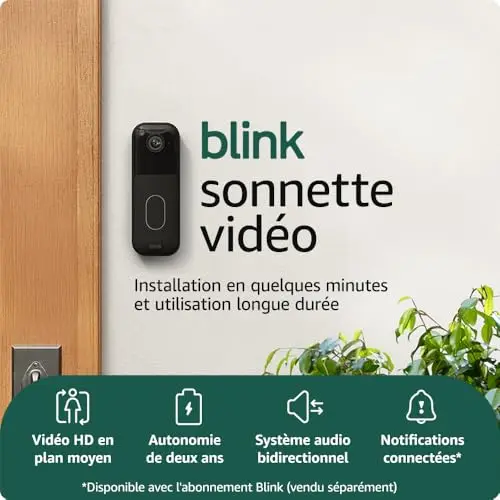 Sonnette vidéo supplémentaire Blink - Vidéo HD en plan moyen, durée de vie des piles de deux ans, IP65 - Module de synchronisation requis non inclus - Noir