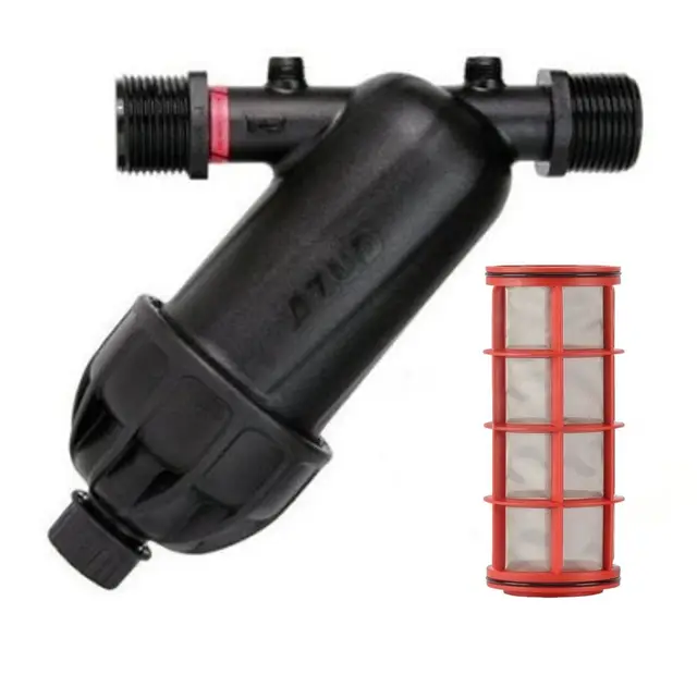 PLANTAWA - Filtre Arrosage à Mailles 3/4" pour Tuyaux de 25mm | Bouchon de Vidange Inclus | Filtre pour Irrigation Goutte à Goutte avec Capacité de Filtrage de 120 mailles | Filtre Modulaire Azud 100