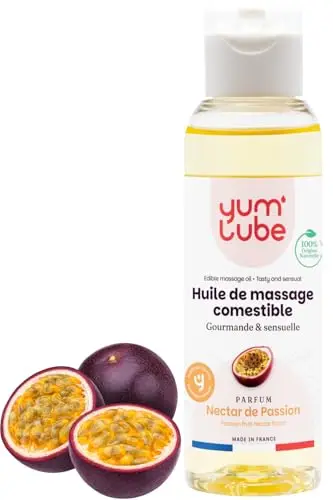 Huile de Massage Comestible Érotique Fruits de la Passion - Fabriqué en France - Huile De Massage Sexuel Couple - Massages Bien-Être - Sensuel Sexuelle & Érotiques - Huiles Relaxante & Bio
