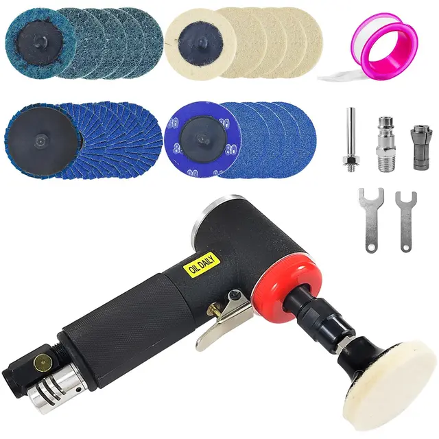 Ensemble de Lustreuse Polisseuse Voiture, Mini Meuleuse Pneumatique, Mini Ponceuse Electrique Disqueuse, Outils Pneumatiques pour Le Ponçage, L'Affinage, Le Polissage et Plus Encore