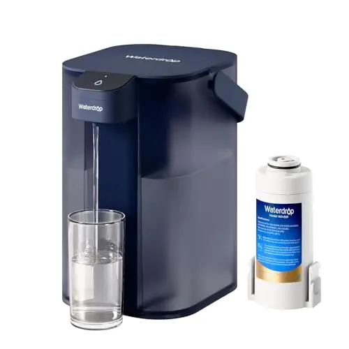 Waterdrop Carafe Filtrante Èlectrique Instantanée 3,5 L, Filtre à Eau de 3 Mois, Système d'Eau Potable Extérieur, Réduit le Calcaire, le Chlore, le Plomb, le Mercure, Blanc (avec Filtre de 1 757L)