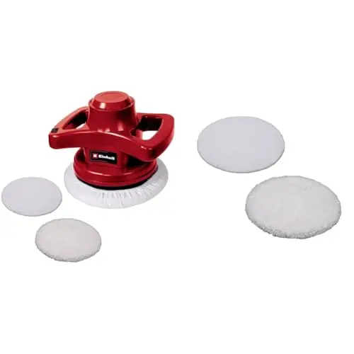 Einhell Polisseuse pour carrosserie CC-PO 90 (90 W, Vitesse d'oscillation : 3300 tours/mn, Diamètre disque : 240 mm, Livré avec 1 bonnet textile et 1 bonnet synthétique) + Capots de polissage