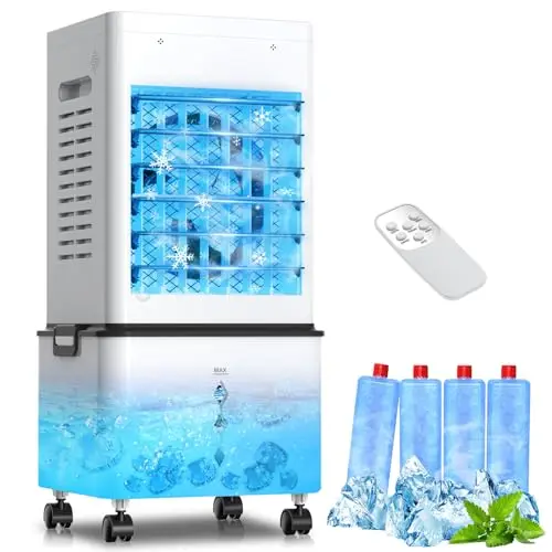 Climatiseur Mobile Sans Évacuation 12L, Rafraîchisseur d'Air Portable 3-en-1 avec 6 Vitesses, Climatiseur Mobile Silencieux avec Télécommande, Minuterie 24H, Refroidisseur d'Air 45W Économe en Énergie
