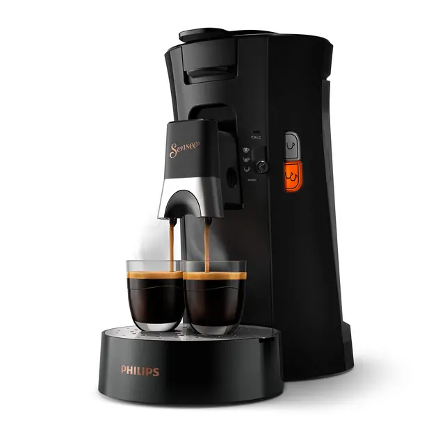 Philips Domestic Appliances Senseo Select CSA240/60 Machine à café à dosettes, Sélection de l'épaisseur du café Plus, fonction mémo, en plastique recyclé, Noir