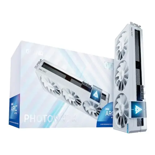 GUNNIR Carte graphique Intel Arc A770 Photon 16 Go OC GDDR6 2400 MHz Triple Fan 2400 MHz GDDR6, 3 x DP 2.0 + HDMI 2.0, GPU Intel pour jeux 4K et création de contenu et VR (blanc)