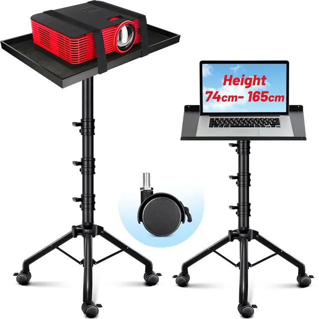 CAHAYA Support de Vidéoprojecteur Mobile Solide: Pliable, Hauteur Réglable 73,6-165 cm, Charge 10 kg, Pour Salle de Réunion et Home Cinéma