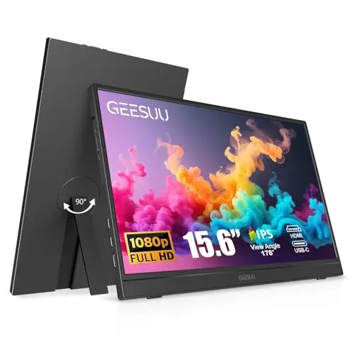 Écran Portable 15.6 Pouces, FHD 1080p Moniteur Portable IPS Ecran PC Portable Haut-parleurs Intégrés, Laptop Screen Extender pour Ordinateur Portable/PC/Mac/PS4/5/Xbox, HDMI & Type-C Port