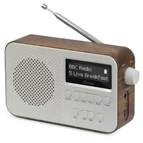 Digitalradio LEMEGA PR2 Max Dab/Dab+ mit Bluetooth 5.3,Tragbares UKW-Radio, Netzanschluss,Zwei Weckzeiten,Großem,Gut Lesbarem LED-Display,40 Préréglé und Kopfhöreranschluss (Nussbaum)