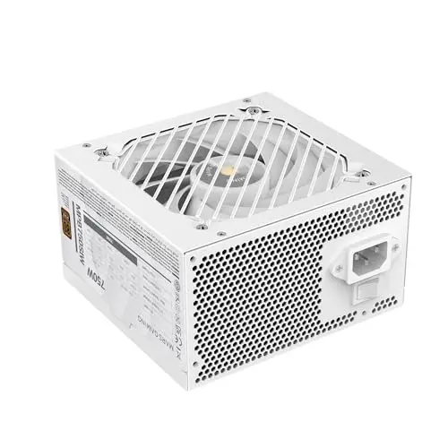 Mars Gaming MPB750SI, Alimentation PC ATX 750W, Garantie 7 Ans, 80Plus Bronze 230V, 90% d'Efficacité, Ventilateur SI Extreme Silence avec Noyau en Cuivre, Technologies AI2-RPM, DC-DC et SMD, Blanc
