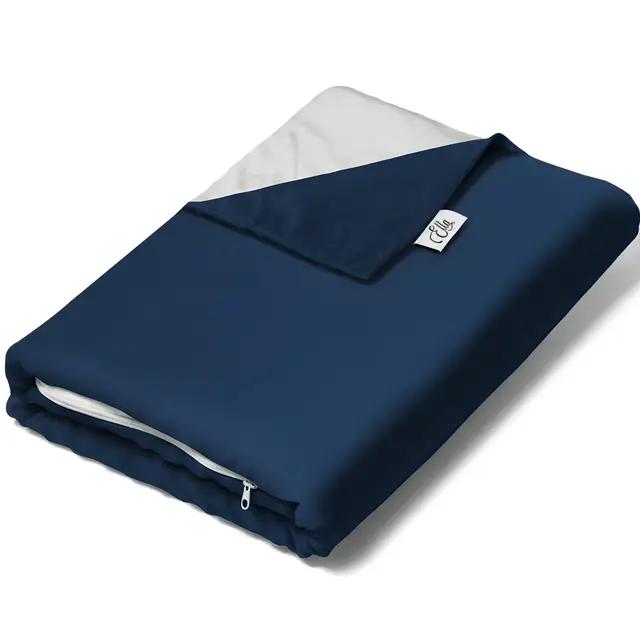 Ella Housse de Couette 135x200 cm pour Couverture Lestée Adulte - 100% Coton - Idéale pour couvertures pondérées de 7 kg et 9 kg - Bleu Marine