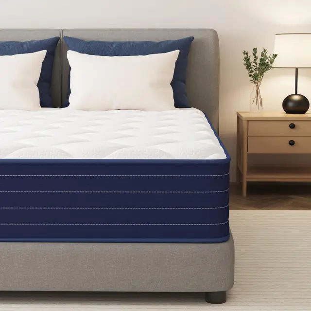 PurrJoys Matelas Hybride 140x200x25 cm, Mousse à mémoire de Forme et Ressorts ensachés, fermeté Moyenne, Respirant, indépendance de Couchage, certifié CertiPUR-US® et Oeko-TEX®, sans Fibre de Verre