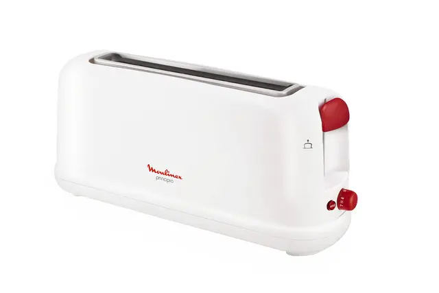 Moulinex Principio LS160111 Grille-pain à une fente longue de 25 cm, plateau ramasse-miettes avec 7 niveaux de torréfaction, mode décongélation et bouton arrêt, pour une grande variété de pain,