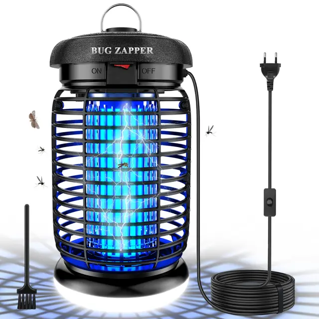 Lampe Anti Moustique avec éclairage LED, Câble de 3m, 4200V 15W UV Tueur d'Insectes Électrique Anti Insectes Répulsif Efficace Portée 80-100m², Étanche IPX4, pour Intérieur et Extérieur