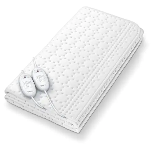 Beurer TS 26 Chauffe-matelas double XXL pour 2 personnes, 150 x 140 cm, surmatelas chauffant avec 2 zones et 3 niveaux de température, système de sécurité, lavable en machine
