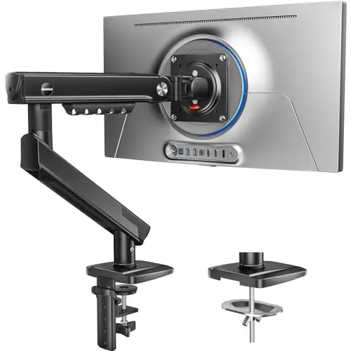 HUANUO Support Ecran PC pour écrans 13–32", Bras écran PC MechaSpring (Inclinaison/pivotement/Rotation), FlowLift Pro Montage VESA sans Outil, Montage par Pince en C ou par œillet, Charge Max. 9 kg