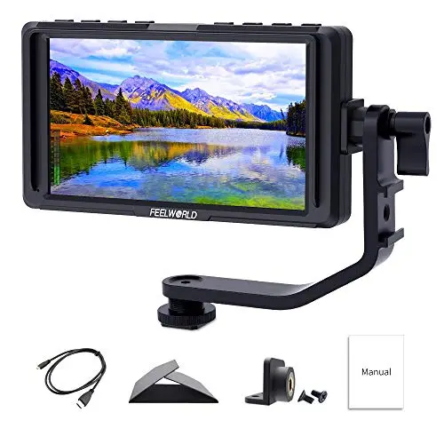 Feelworld F5 5 Pouces sur Caméra Moniteur DSLR Camera Field Monitor Small Full HD 1920x1080 IPS Video Peaking Focus Assist avec 4K HDMI 8.4V DC Input Output Inclure Tilt Arm