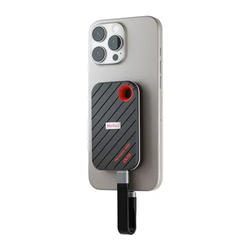 Netac ZX20 II SSD Externe 2 to NVMe Portable SSD 2 to USB 3.2 Gen2 x 2, jusqu'à 2000 Mo/s en Lecture, disques durs externes à état Solide (Design magnétique, résistance aux Chocs et aux Chutes)
