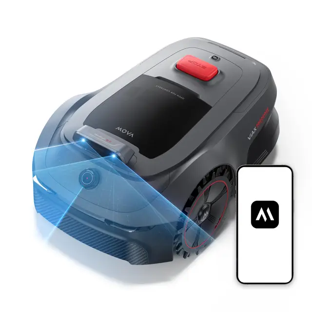 MOVA ViAX 500 Robot Tondeuse sans Fil périphérique, Recommandé 600 m², Cartographie à Assistance IA, LiDAR 360° + IA Double Vision, évitement d’Obstacles, trajectoire U, Coupe des Bords, Contrôle App