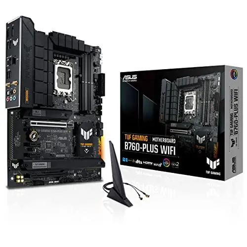 ASUS TUF GAMING B760-PLUS WIFI – Carte mère gaming Intel B760 LGA 1700 ATX (DDR5, PCIe 5.0, 3 x PCIe 4.0 M.2, DisplayPort, HDMI, SATA 6 Gbps, USB 3.2 Gen 2x2, Thunderbolt USB4, Aura Sync RGB)