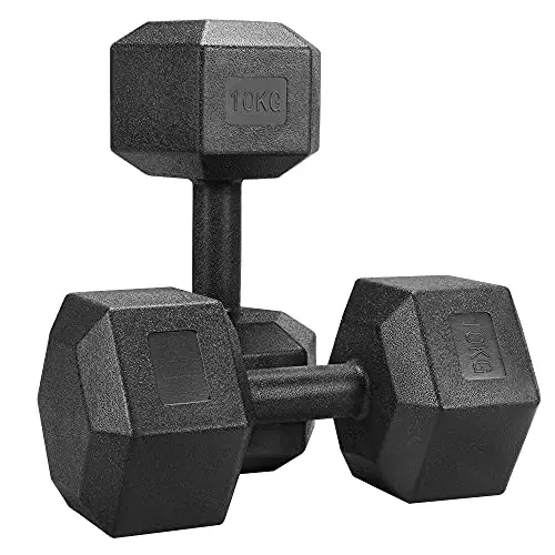 Yaheetech Lot de 2 Haltères Courts 2x5kg /7,5kg ou 10kg Kit Haltères Musculation Fitness pour Homme et Femme en Fer et PVC Noir