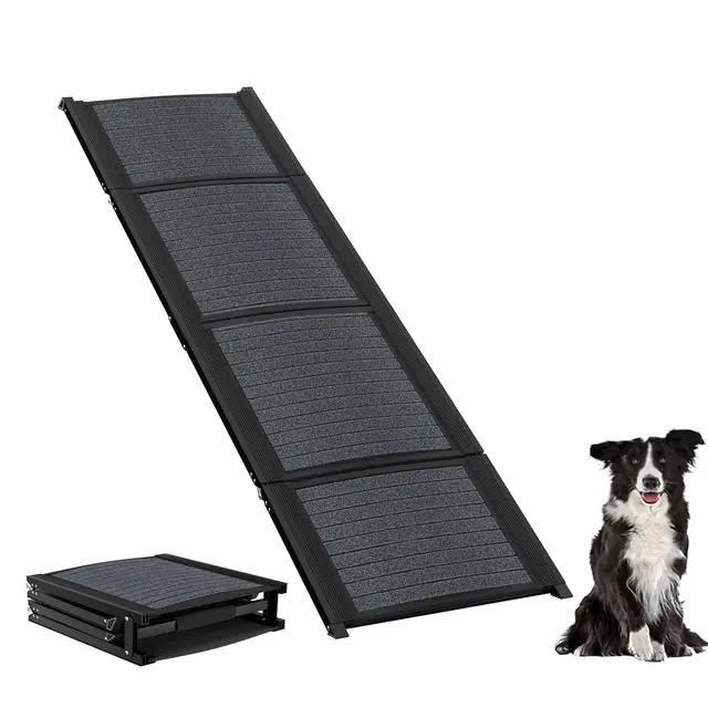 Froadp Rampe pour chien pliable en aluminium - 157 x 43 cm - Pour voiture, SUV, camion et caravane - Antidérapante - Grande capacité de charge jusqu'à 110 kg - Noir