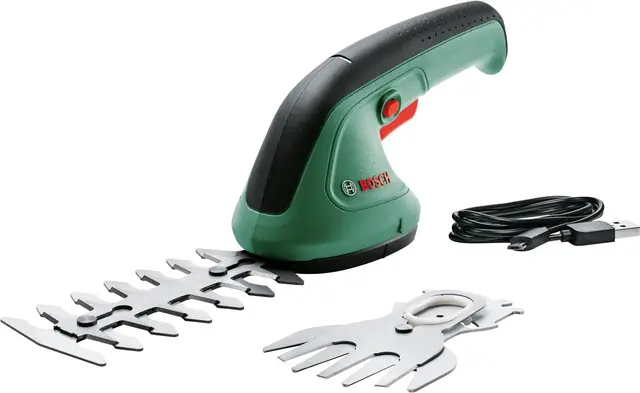 Bosch Cisaille de jardin/ Taille-haie EasyShear (batterie 3,6 V intégrée, autonomie : 40 min, longueur de lame : 12 cm (arbustes) / 8 cm (herbe), boîte en carton)