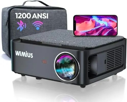 Vidéoprojecteur 4K WiFi Bluetooth, 35000 Lumen Full HD 1080P RetroProjecteur, WiMiUS Portable Projecteur 4K Supporté Zoom 50% Home Cinéma/Extérieur pour Phone/TV Stick/PS5