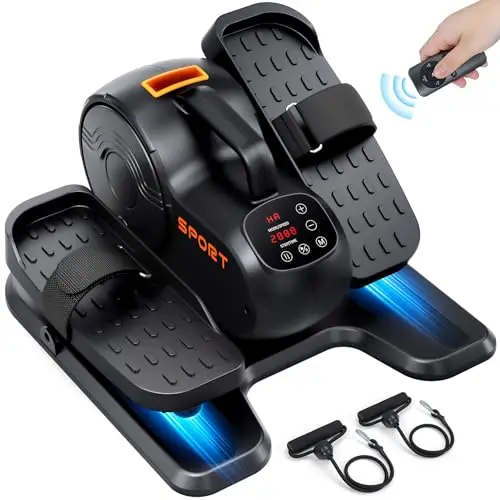 Dripex Velo Elliptique, Ultra Silencieux Vélo Elliptique, Velo d'Appartement avec Télécommande et Bandes de Résistance, Pedalier d'Appartement pour Seniors et Adultes