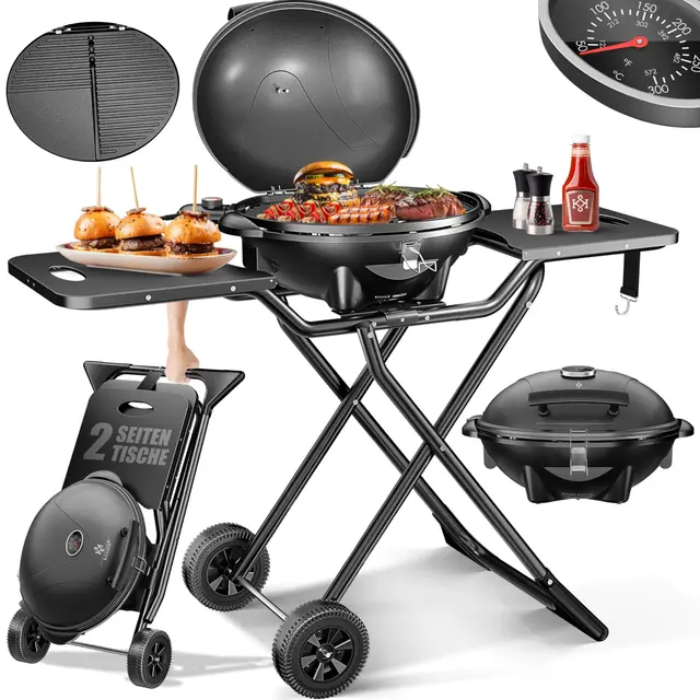 KESSER Gril Électrique de Table 2 en 1 Pliable 2400 W Noir