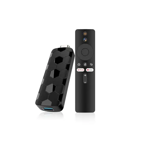 Android TV Stick 14.0, 2 Go RAM + 16 Go ROM, Puce RK3518, WiFi Double Bande 2,4G/5,8G, BT5.4, HDMI 2.0, 8K HD, télécommande vocale, Noir 2026