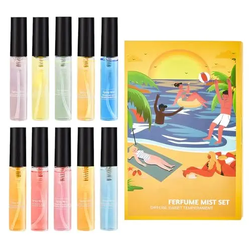Coffret de 10 Brume de Parfum,mini parfums corporels pour femme,brume parfumée Pour cheveux et corps, format voyage, longue tenue, idéal pour les vacances et les cadeaux (10 ml chacun)