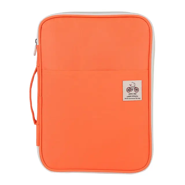 Sac de Document, Porte Documents A4, Pochette De Voyage Multifonction, Portefeuille A4 de Document, Classeur étui à Fermeture éclair, pour Blocs-Note, Planificateur, Journal 35 x 25 x 3,5cm (Orange)