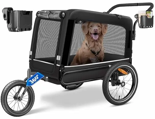 KESSER® Remorque de vélo, Remorque de vélo pour Chien, Chien Buggy. XXL remorque Volume d’Environ 240 litres, avec suspensions, imperméab, capacité de Charge 40 kg, INCL. Porte-téléphone Portable