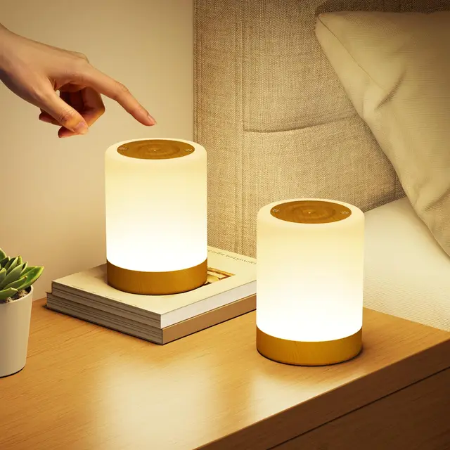 Lot de 2 Lampe de Chevet Tactile Intensité Variable, 5 Modes & 256 Couleurs RVB Changement Veilleuse Bébé Enfants Adulte, Lampe d'allaitement LED Rechargeable USB, Lampe de table Sans Fil pour Chambre