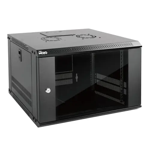 Tecmojo Armoire Réseau 19 Pouces 6U, Profondeur 450mm, Armoire Serveur Murale, Boîtier de Rack Réseau Informatique, Porte et Panneaux Latéraux Verrouillables, Porte Vitrée, Emballage à Plat, Noir