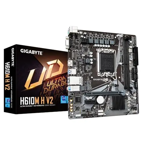 GIGABYTE H610M H V2 Carte mère - Compatible avec processeurs Intel Core 14th CPUs, 4+1+1 Hybrid Digital VRM, up to 5600MHz DDR5, 1xPCIe 3.0 M.2, GbE LAN, USB 3.2 Gen 1