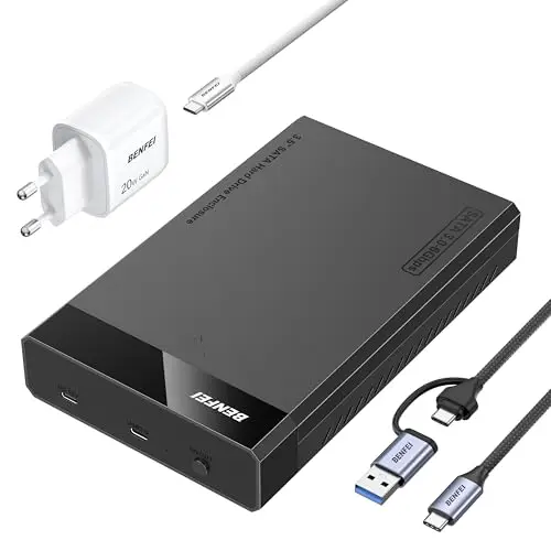 BENFEI Boîtier Externe pour Disque Dur/SSD SATA 3.5/2.5 Pouces, Conception sans Outil, Compatible jusqu'à 20 to et UASP