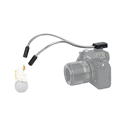 JJC Lampe à Bras Macro, 5600K Lampe LED Macro Flexible pour Nikon Canon Sony Appareil Photo DSLR, 5 Niveaux de luminosité Ajustables, Flash Monté sur Griffe, de Plantes, de Bijoux et Plus Encore.