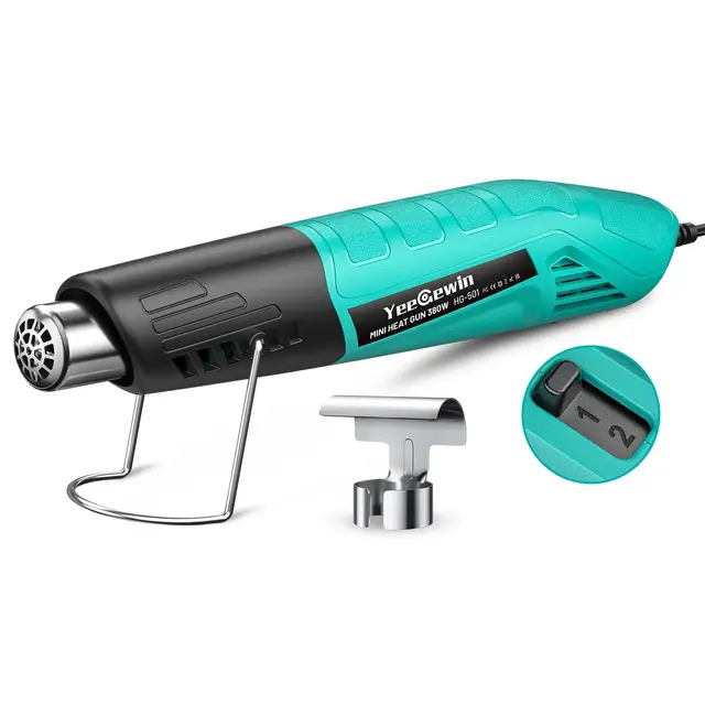 Mini Pistolet à Air Chaud, 2 Réglages de Température 249 ℃ à 455 ℃, Chauffe Rapide avec Protection Contre la Surcharge, Décapeur Thermique Pour Les Loisirs Créatifs et le Film Rétractable