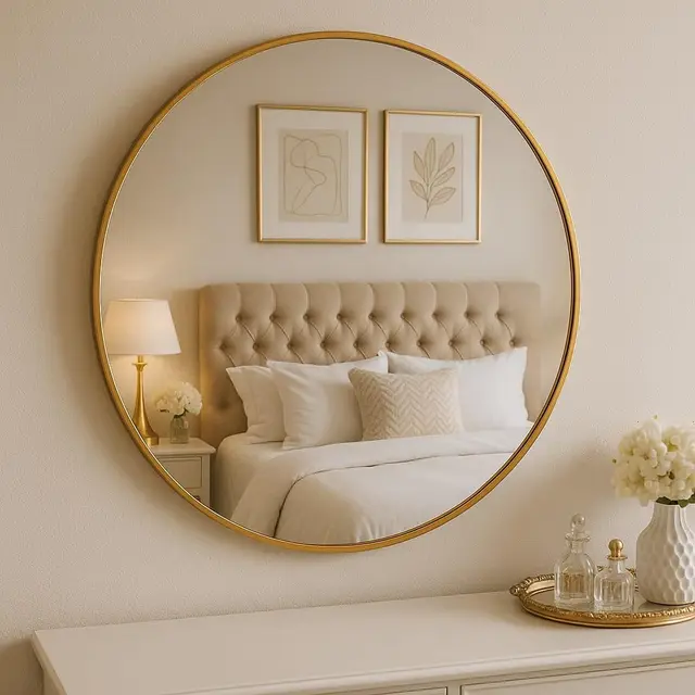 Miroir rond Noor, cadre en métal, Ø 80 cm (doré)