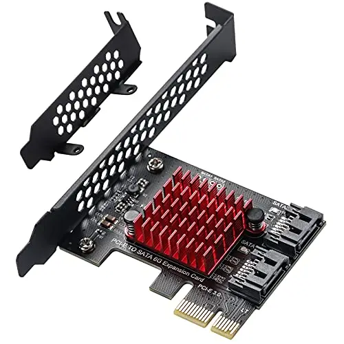 Carte d'extension 2 SATA Ports, Contrôleur PCI Express x1 avec Puce JMICRON JMB582, Carte Adaptateur PCI-E 3.0 GEN3 6 Gbit/s pour Windows XP/2003/2008/Vista/7/8/10 et Linux