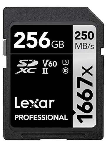 Lexar Professional 1667x Carte SD 256 Go, Carte Memoire SDXC UHS-II, Jusqu'à 250 Mo/s en lecture, Class 10, U3, V60, SD pour photographe professionnel, vidéaste, passionné (LSD256CB1667)