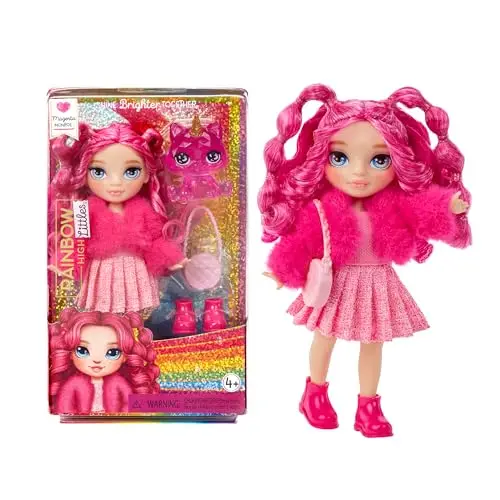 RAINBOW HIGH Littles - Magenta Monroe - Petite Poupée Mannequin Articulée - Poupée Rose de 14 cm avec Sac à Main et Chaton Magique - Convient aux Enfants et aux Collectionneurs
