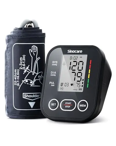 Tensiomètre Bras électronique - Grand Écran LCD - Alimentation Double - Taille de Brassard Réglable - Mémoire de 2 * 99, Tensiometre bras avec Fonction de Détection Battements Irréguliers (Noir)