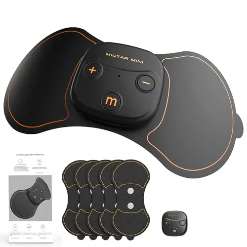 Electrostimulateur musculaire,TENS sans fil – USB-C rechargeable, 5 électrodes en gel + pochette – Soulagement naturel des douleurs dos, cou, épaules, bras, jambes
