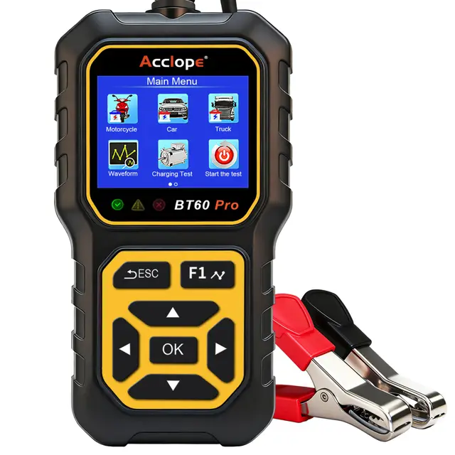 BT60 PRO Testeur de Batterie Voiture 2–120Ah 100-3000CCA 12V 6V 24V Test Charge Alternateur&Démarrage Analyse Onde AGM/GEL/SLA/EFB/VRLA/LiFePO4 Rapports QR Cloud Impression
