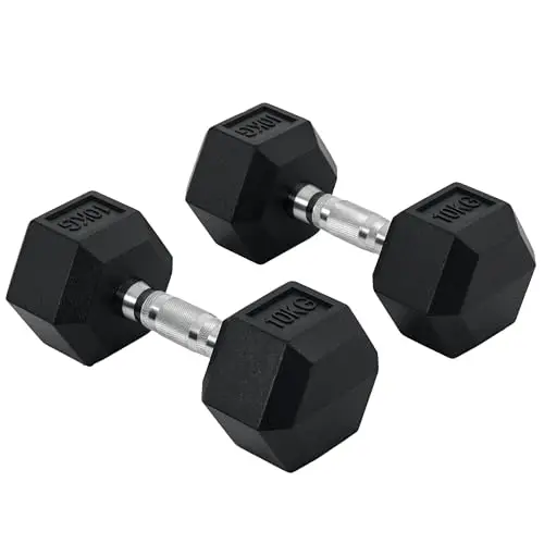 HOMCOM Ensemble d'haltères courtes total 2 x 4/5/6/8/10/12,5/15/20 Kg, haltères musculation fitness pour homme et femme, entraînement musculaire & haltérophilie - métal caoutchouc noir
